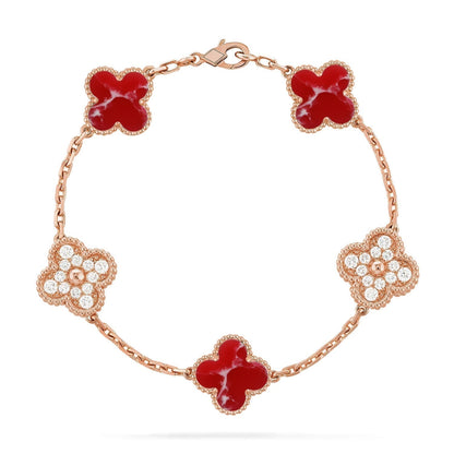 [⭐Shinejoy]CLOVER 5 MOTIF RED PATTERN BRACELET COLLECTION