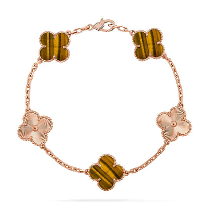 [⭐Shinejoy] CLOVER 5 MOTIFS TIGER EYE BRACELET COLLECTION