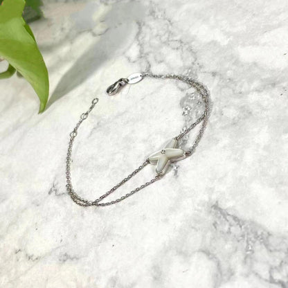 [⭐Shinejoy]JEUX BRACELET WHITE MOP SILVER 1 DIAMOND