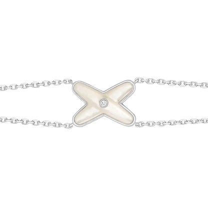 [⭐Shinejoy]JEUX BRACELET WHITE MOP SILVER 1 DIAMOND