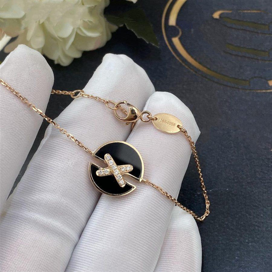 [⭐Shinejoy]JEUX DE BRACELET ONYX PINK GOLD DIAMOND