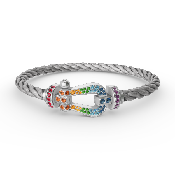 [⭐Shinejoy]FORC LARGE HORSESHOE  COLORED DIAMOND BRACELET SILVER
