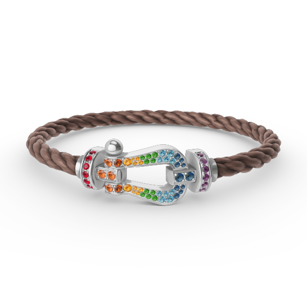 [⭐Shinejoy]FORC LARGE HORSESHOE  COLORED DIAMOND BRACELET SILVER