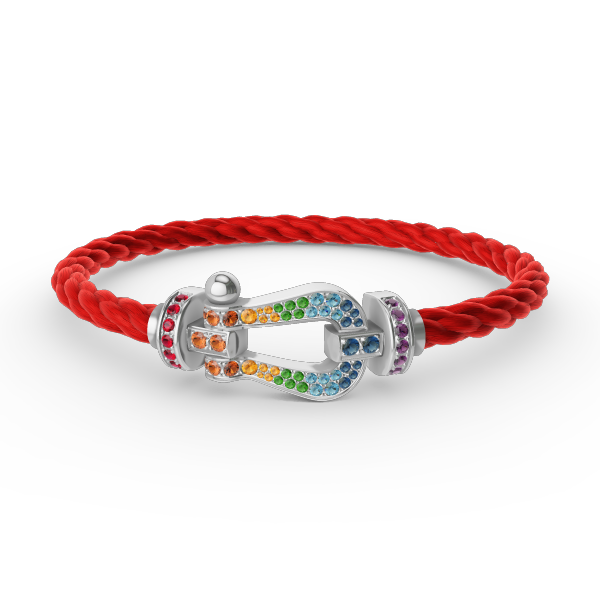 [⭐Shinejoy]FORC LARGE HORSESHOE  COLORED DIAMOND BRACELET SILVER