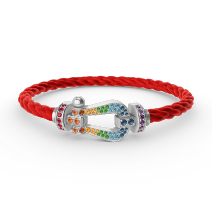 [⭐Shinejoy]FORC LARGE HORSESHOE  COLORED DIAMOND BRACELET SILVER