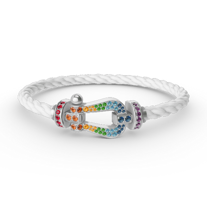 [⭐Shinejoy]FORC LARGE HORSESHOE  COLORED DIAMOND BRACELET SILVER