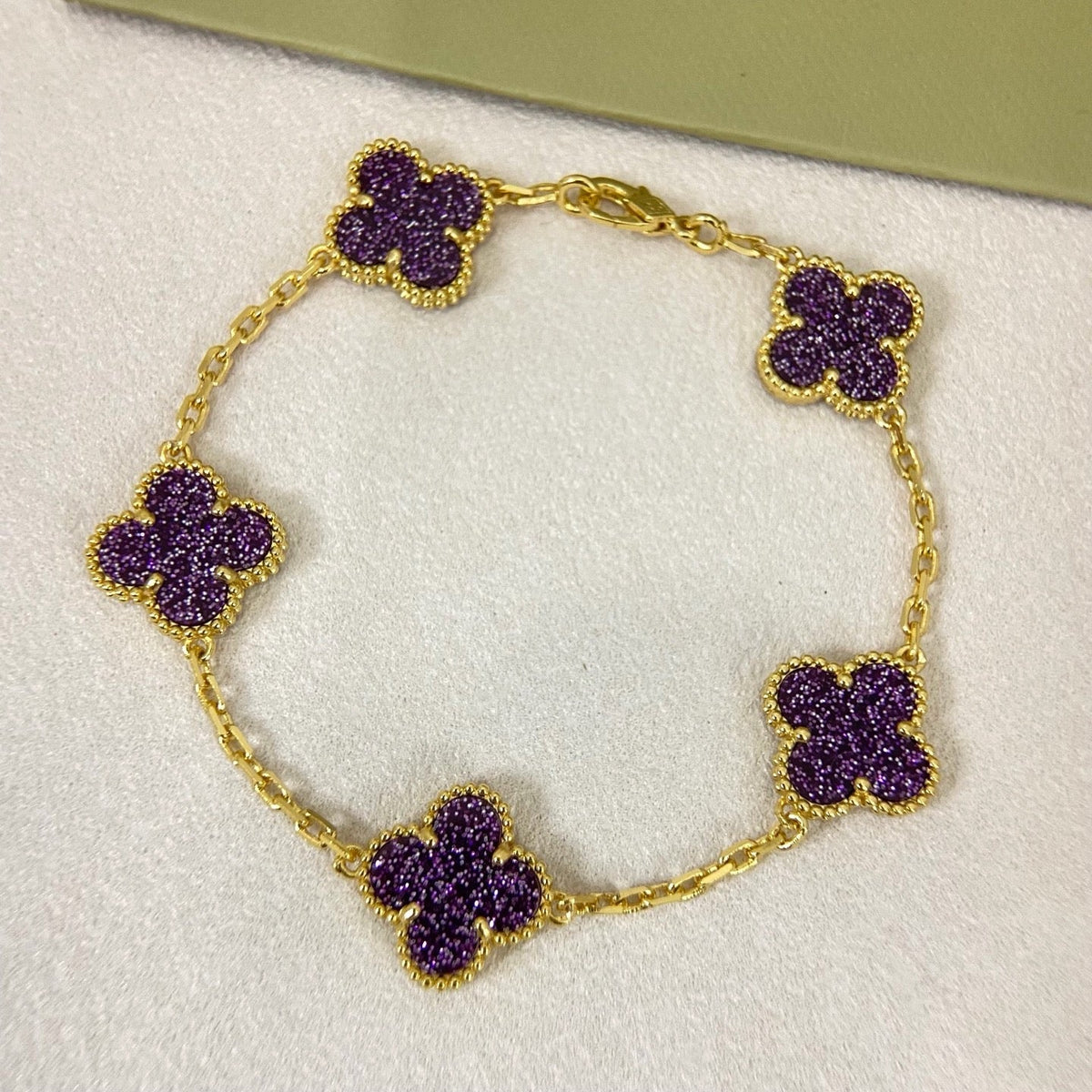 [⭐Shinejoy]NEW PURPLE SAND-GOLD FOUR-LEAF CLOVER 5-FLOWER BRACELET