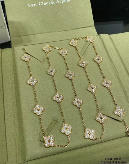 [⭐Shinejoy]CLOVER 20 MOTIFS FULL-DIAMOND NECKLACE