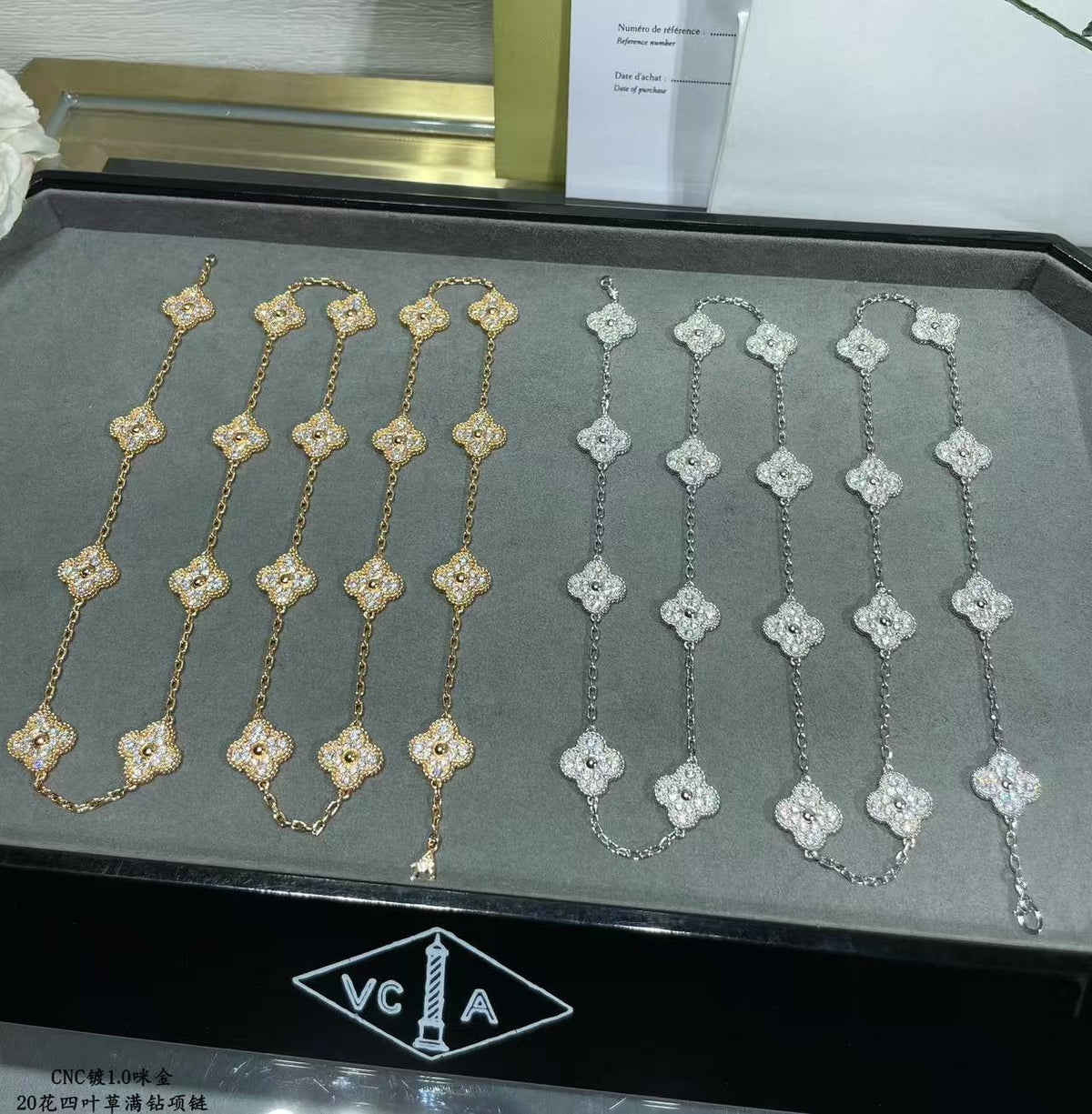 [⭐Shinejoy]CLOVER 20 MOTIFS FULL-DIAMOND NECKLACE
