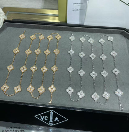 [⭐Shinejoy]CLOVER 20 MOTIFS FULL-DIAMOND NECKLACE