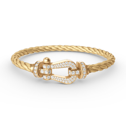 [⭐Shinejoy]FORCE LARGE HORSESHOE FULL DIAMOND BRACELET GOLD