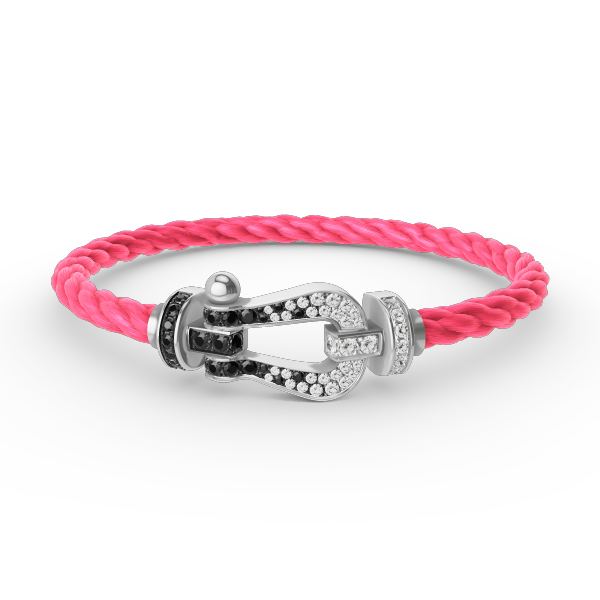 [⭐Shinejoy]FORCE LARGE HORSESHOE BLACK WHITE DIAMOND BRACELET SILVER