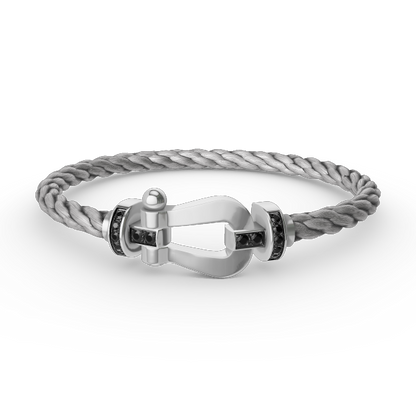 [⭐Shinejoy]FORCE LARGE HORSESHOE BLACK DIAMOND BRACELET SILVER