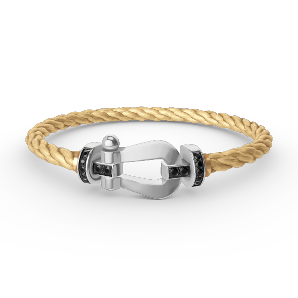 [⭐Shinejoy]FORCE LARGE HORSESHOE BLACK DIAMOND BRACELET SILVER