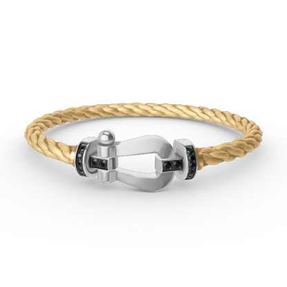[⭐Shinejoy]FORCE LARGE HORSESHOE BLACK DIAMOND BRACELET SILVER