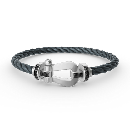 [⭐Shinejoy]FORCE LARGE HORSESHOE BLACK DIAMOND BRACELET SILVER
