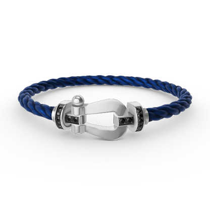 [⭐Shinejoy]FORCE LARGE HORSESHOE BLACK DIAMOND BRACELET SILVER