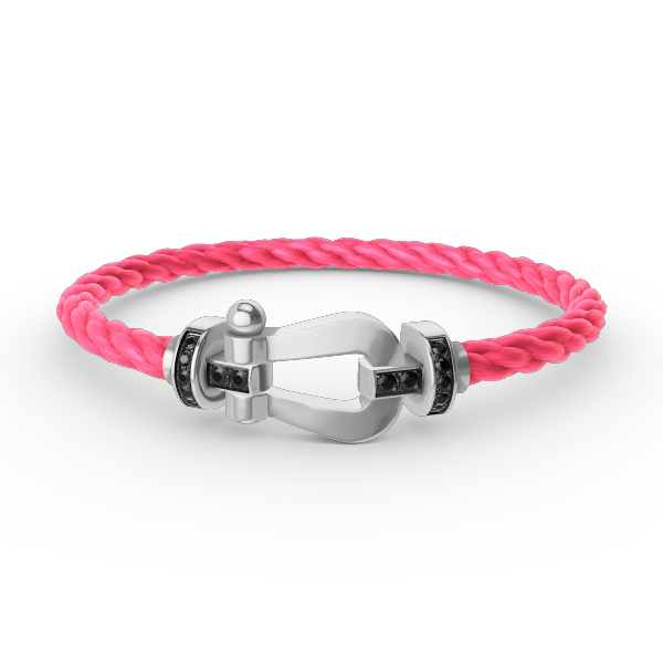 [⭐Shinejoy]FORCE LARGE HORSESHOE BLACK DIAMOND BRACELET SILVER