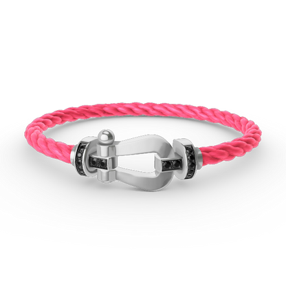 [⭐Shinejoy]FORCE LARGE HORSESHOE BLACK DIAMOND BRACELET SILVER
