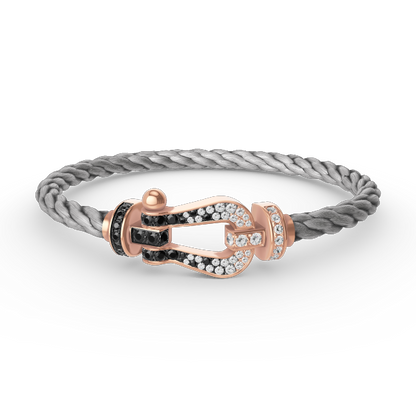 [⭐Shinejoy]FORCE LARGE HORSESHOE BLACK WHITE DIAMOND BRACELET ROSE GOLD