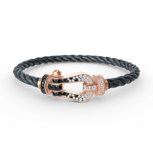 [⭐Shinejoy]FORCE LARGE HORSESHOE BLACK WHITE DIAMOND BRACELET ROSE GOLD