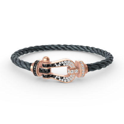 [⭐Shinejoy]FORCE LARGE HORSESHOE BLACK WHITE DIAMOND BRACELET ROSE GOLD