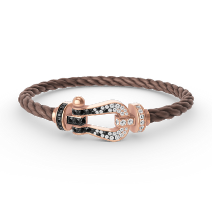 [⭐Shinejoy]FORCE LARGE HORSESHOE BLACK WHITE DIAMOND BRACELET ROSE GOLD
