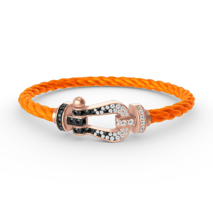 [⭐Shinejoy]FORCE LARGE HORSESHOE BLACK WHITE DIAMOND BRACELET ROSE GOLD