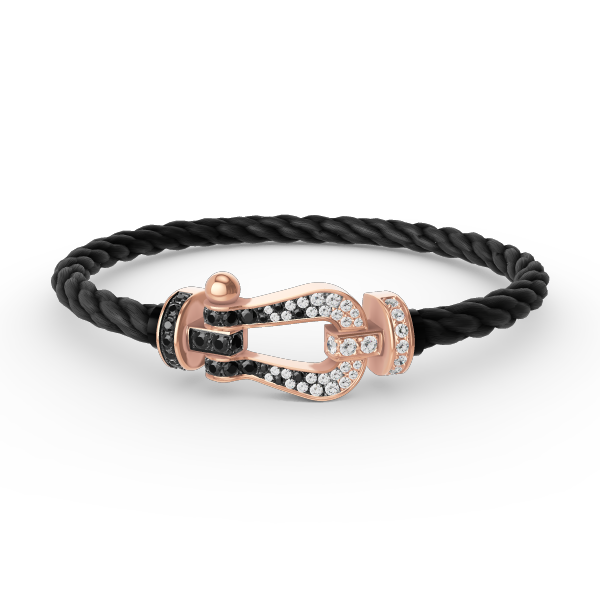 [⭐Shinejoy]FORCE LARGE HORSESHOE BLACK WHITE DIAMOND BRACELET ROSE GOLD