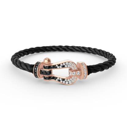 [⭐Shinejoy]FORCE LARGE HORSESHOE BLACK WHITE DIAMOND BRACELET ROSE GOLD