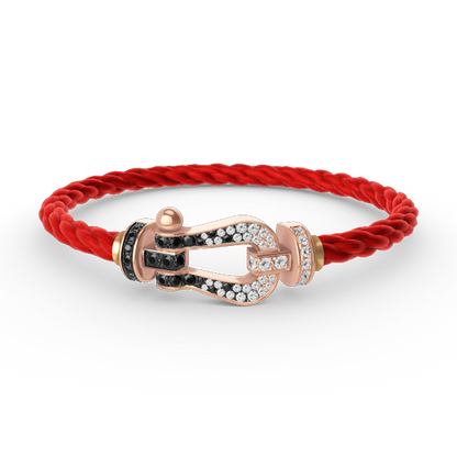[⭐Shinejoy]FORCE LARGE HORSESHOE BLACK WHITE DIAMOND BRACELET ROSE GOLD