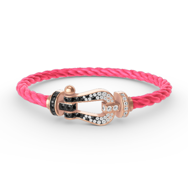 [⭐Shinejoy]FORCE LARGE HORSESHOE BLACK WHITE DIAMOND BRACELET ROSE GOLD