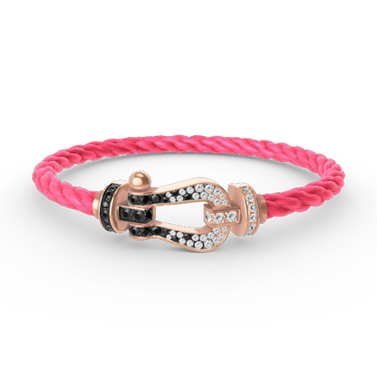 [⭐Shinejoy]FORCE LARGE HORSESHOE BLACK WHITE DIAMOND BRACELET ROSE GOLD
