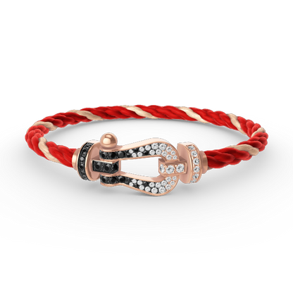 [⭐Shinejoy]FORCE LARGE HORSESHOE BLACK WHITE DIAMOND BRACELET ROSE GOLD