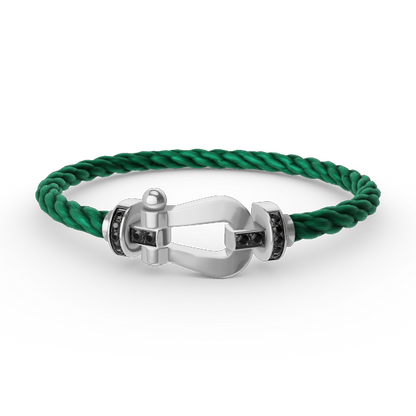 [⭐Shinejoy]FORCE LARGE HORSESHOE BLACK DIAMOND BRACELET SILVER