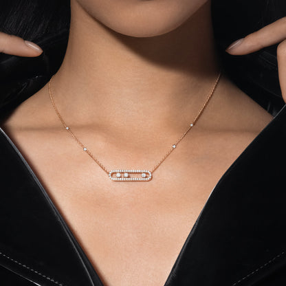 [⭐Shinejoy] Move Pave_ Rose Gold Diamond Necklace