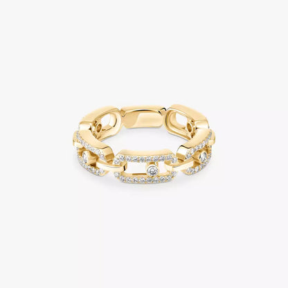 [⭐Shinejoy]Move Link Pave_-Set Diamond Ring in Gold