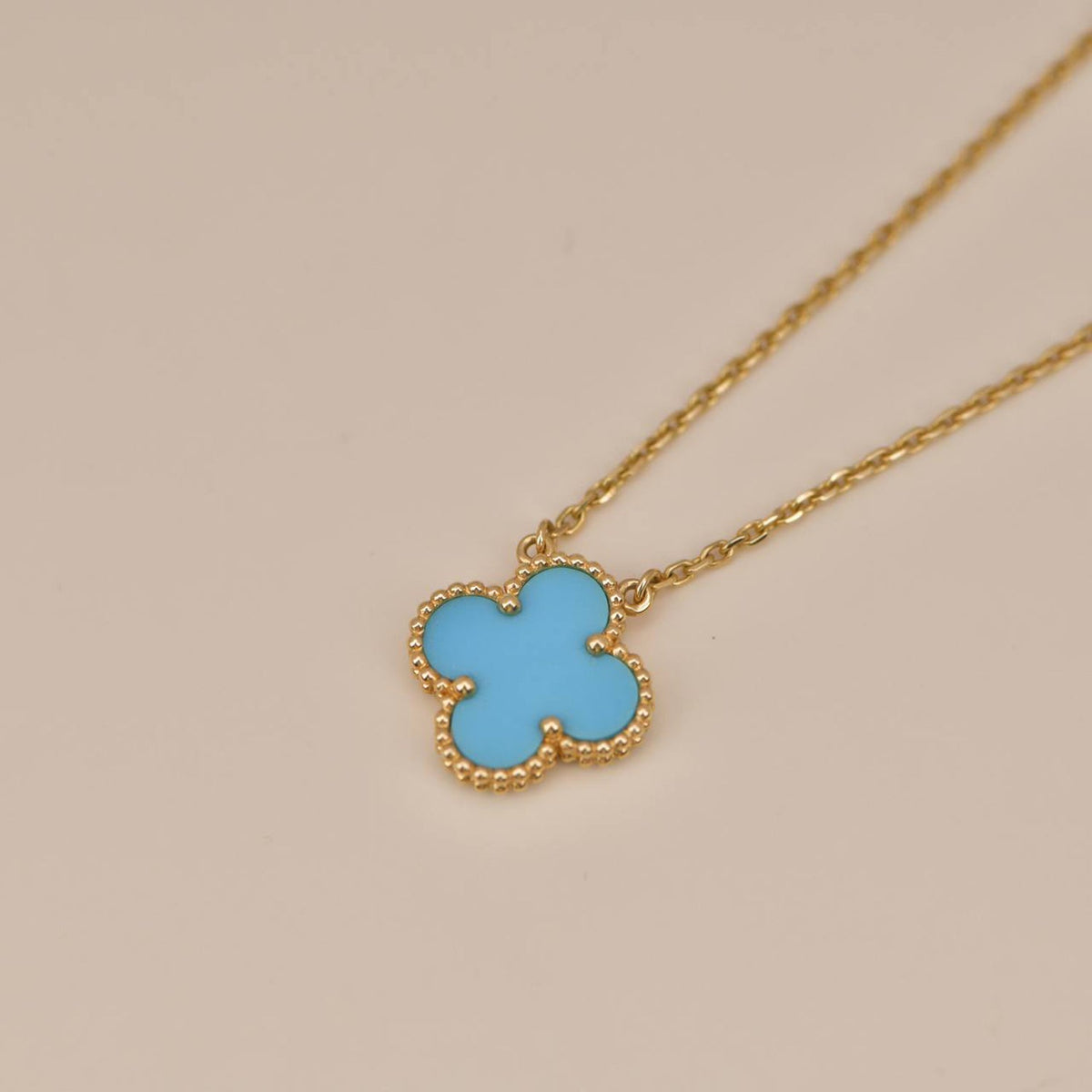 [⭐Shinejoy]CLOVER 15MM VINTAGE TURQUOISE NECKLACE