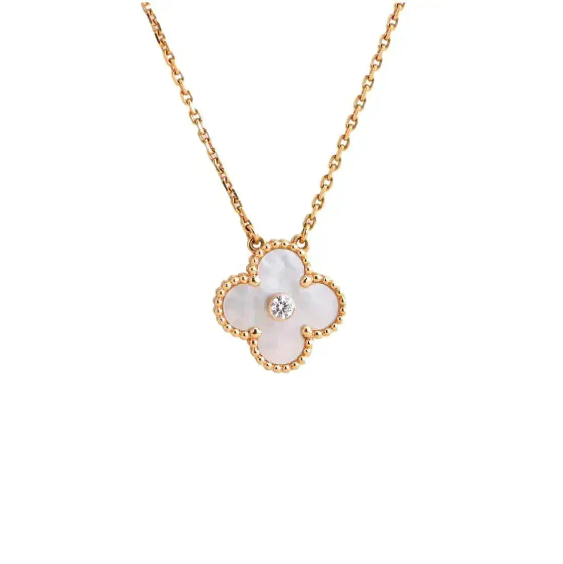 [⭐Shinejoy]CLOVER 15MM DIAMOND WHITE FRITILLARIA NECKLACE