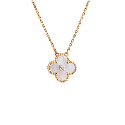 [⭐Shinejoy]CLOVER 15MM DIAMOND WHITE FRITILLARIA NECKLACE