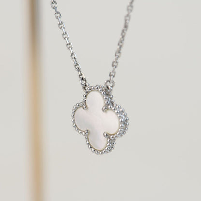 [⭐Shinejoy]CLOVER  15MM WHITE MOTHER-OF-PEARL SILVER