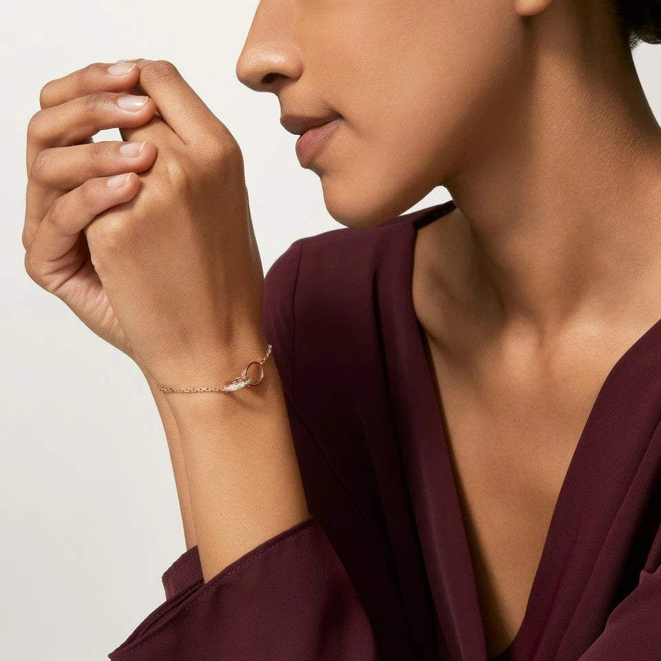 [⭐Shinejoy]LOVE DOUBLE RING HALF DIAMOND BRACELET