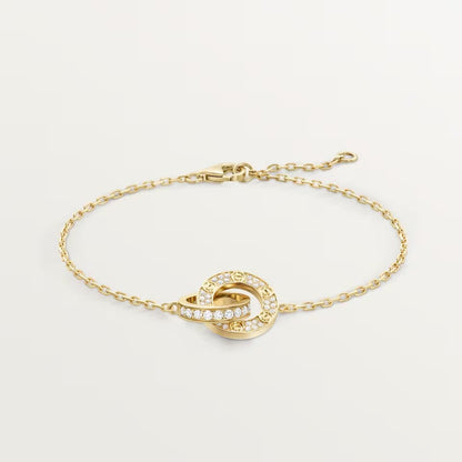 [⭐Shinejoy]LOVE DOUBLE RING FULL DIAMOND BRACELET