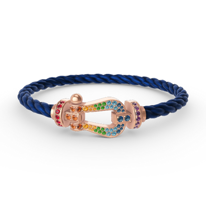 [⭐Shinejoy]FORCE LARGE HORSESHOE  COLORED DIAMOND BRACELET ROSE GOLD