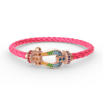 [⭐Shinejoy]FORCE LARGE HORSESHOE  COLORED DIAMOND BRACELET ROSE GOLD