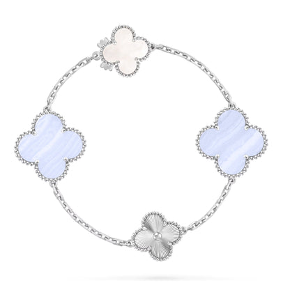 [⭐Shinejoy]DETACHABLE CLOVER 15(11+4) FLOWER SILVER NECKLACE SET