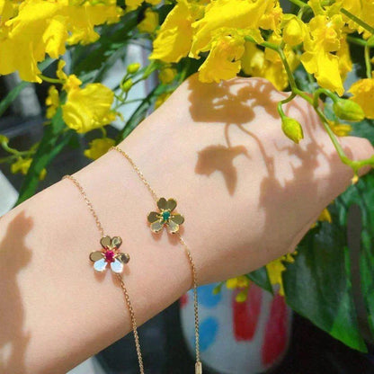 [⭐Shinejoy]FRIVOLE GOLD FLOWER PINK MALACHITE BRACELET