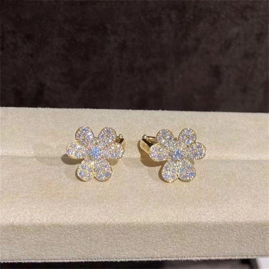 [⭐Shinejoy]FRIVOLE GOLD FLOWER DIAMOND EARRINGS