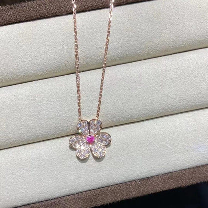 [⭐Shinejoy]FRIVOLE ROSE GOLD FLOWER DIAMOND NECKLACE