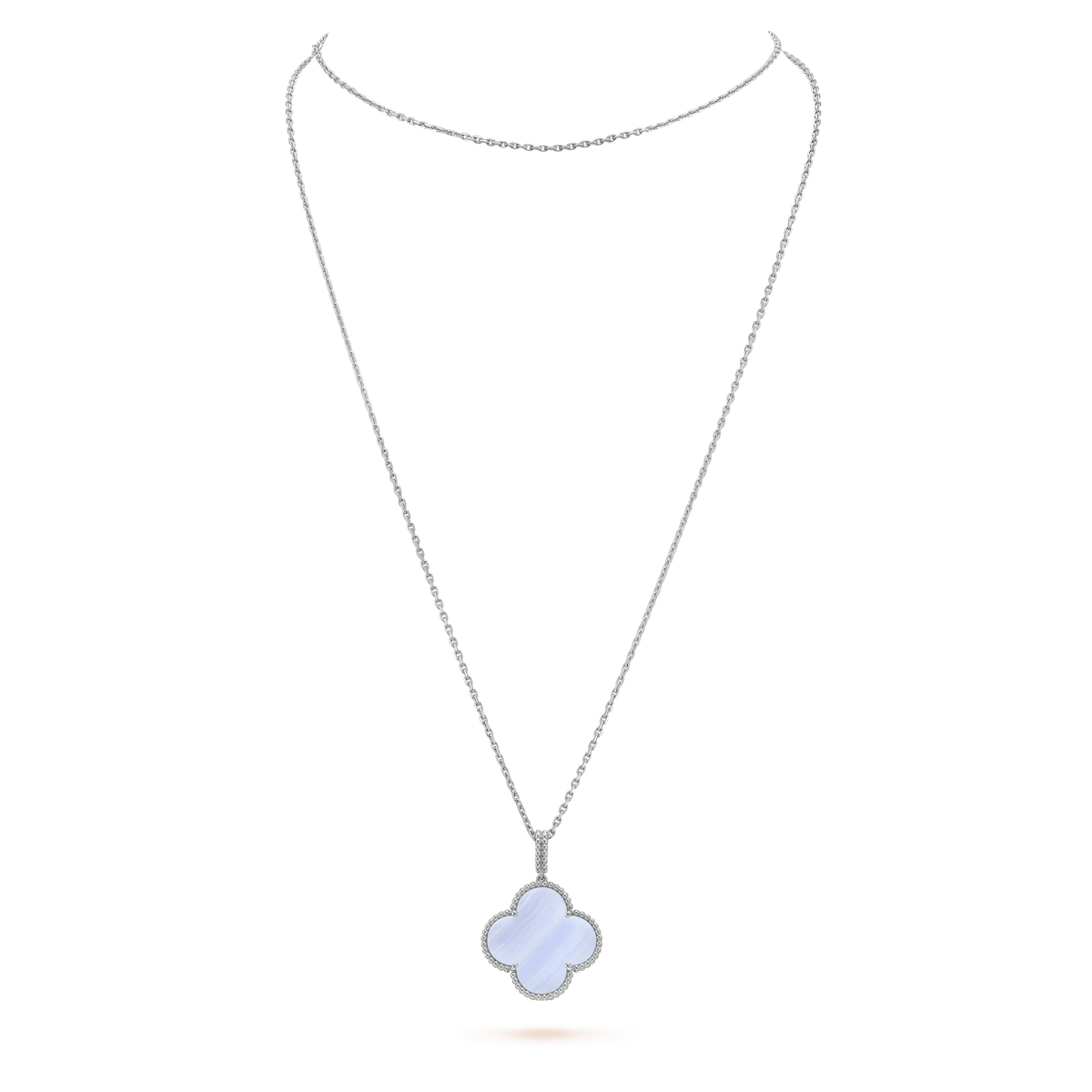 [⭐Shinejoy]CLOVER SILVER CHALCEDONY BIG CLOVER NECKLACE